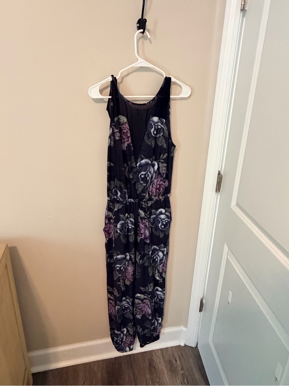 lululemon athletica Black Jumpsuit with Multicolor Floral crop mesh